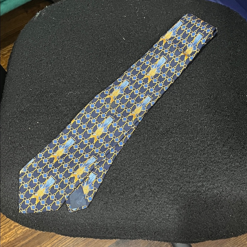 Pierre Cardin Paris Pure Silk Blue and Gold Men's Tie